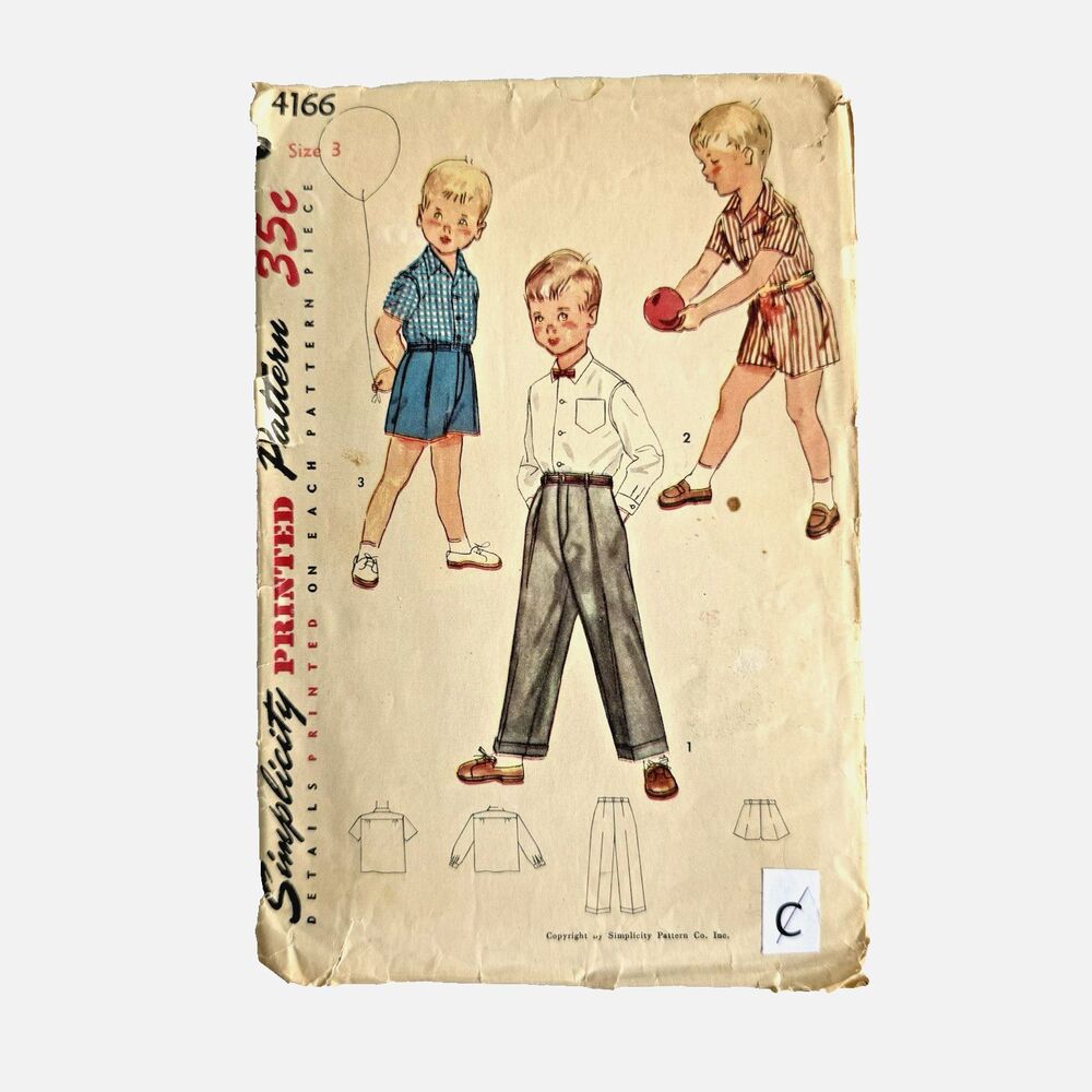 Vtg Simplicity Sewing Pattern 4166 Shirt Shorts Trouser Pants Slacks Boys Sz 3